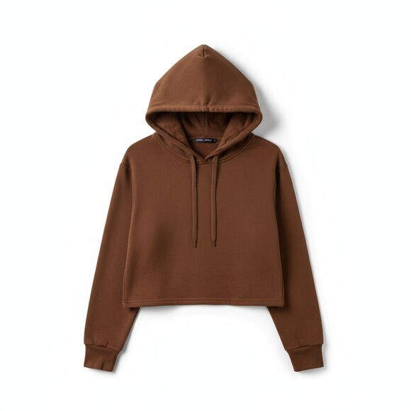 Roma Concept Teen Girls Cropped Hoodie – Brown, Size M, Pre-Owned - Picture 1 of 11